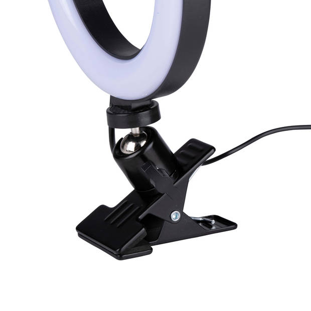 Grundig Ringlicht met Clip - Selfielicht RGB en Wit Licht - ?16 CM - Flexibele Nek - 48 LEDS