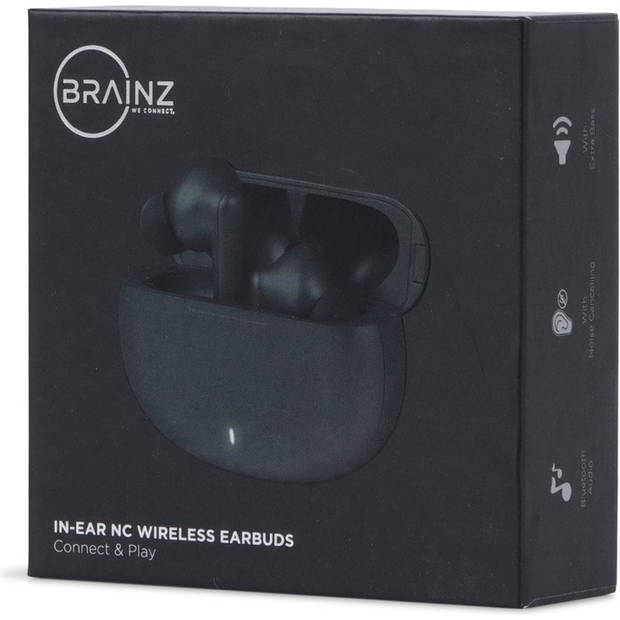 BRAINZ draadloze in-ear oordopjes - Noice cancelling - Bluetooth headset - Antraciet Metallic
