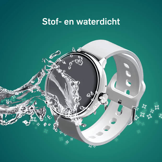 Adwear SWk50 Smartwatch - Sierraad om je pols - met extra wit bandje - zilver