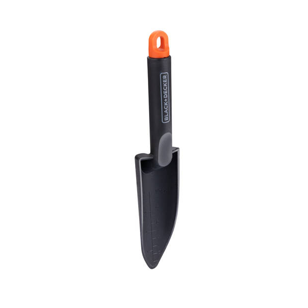 BLACK+DECKER Tuinschep - met Maataanduiding - Tuinschepje 30,5CM - Polypropyleen - Zwart/Oranje