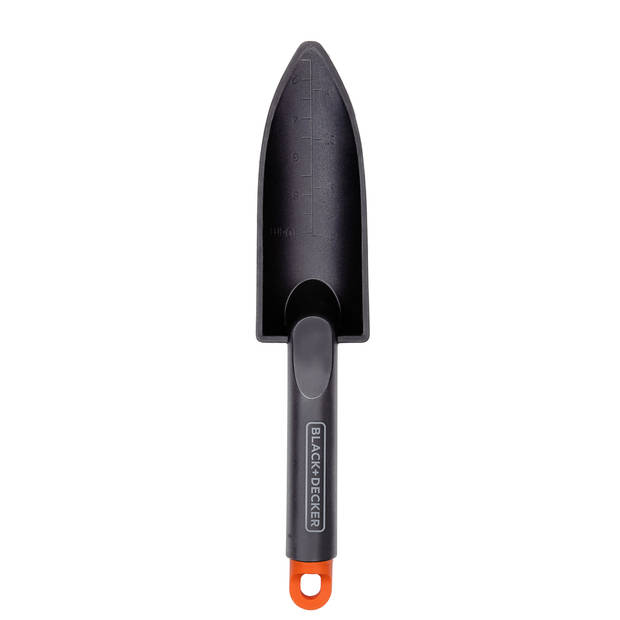 BLACK+DECKER Tuinschep - met Maataanduiding - Tuinschepje 30,5CM - Polypropyleen - Zwart/Oranje