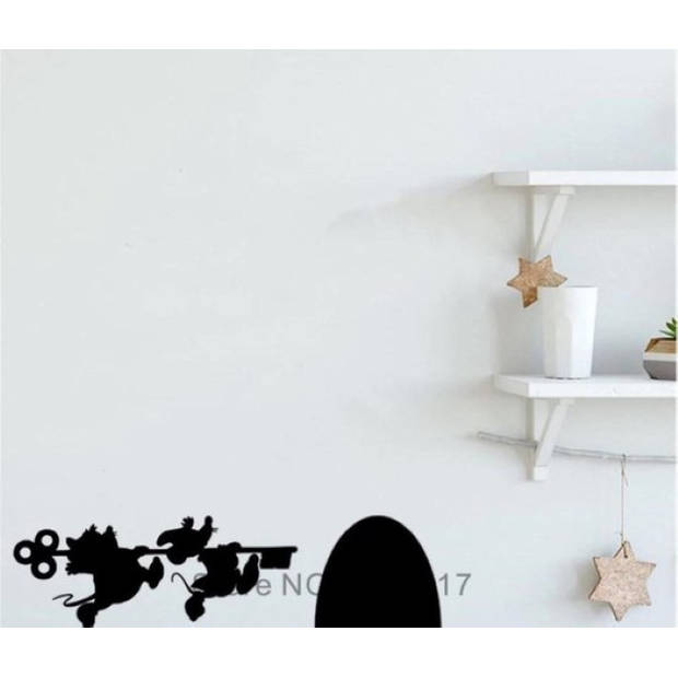 Muursticker Plintsticker Zwart Muizen met sleutel lopen naar links 18 cm x 6 cm woonkamer zolder slaapkamer