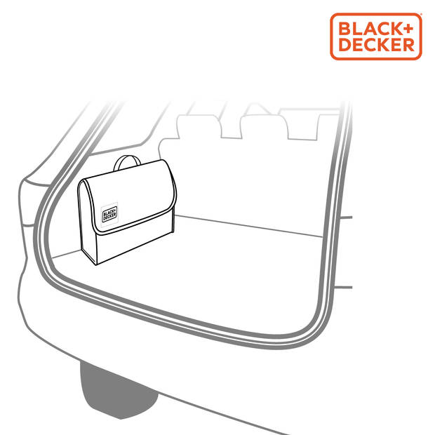 BLACK+DECKER Car Organizer - 29 x 15 x 30 CM - Met Klittenband - Handvat - Zwart