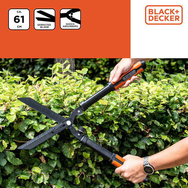 BLACK+DECKER Heggenschaar - Gekartelde Stalen Bladen - 61 CM - Zwart/ Oranje