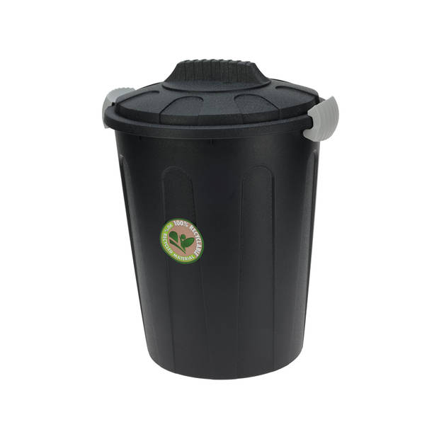 Storage Solutions wasmand met deksel - 23 liter - zwart - kunststof - Wasmanden