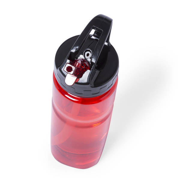 Kunststof waterfles/drinkfles/sportfles - 2x - rood - met drinktuit - 650 ml - Drinkflessen