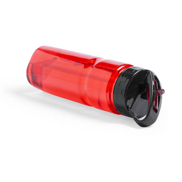 Kunststof waterfles/drinkfles/sportfles - rood transparant - met drinktuit - 650 ml - Drinkflessen