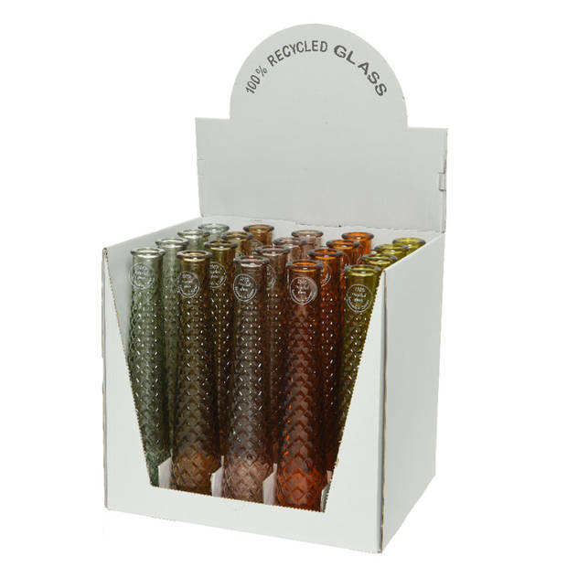 Vaas/bloemenvaas van gerecycled glas - D7 x H32 cm - transparant bruin - Vazen