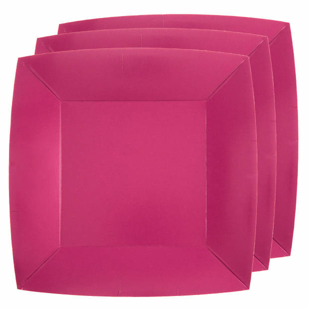 Santex Feestbordjes set - 40x stuks - fuchsia roze - 18 cm en 23 cm - Feestbordjes