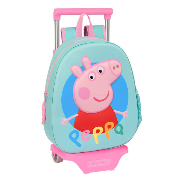 Schoolrugzak met Wielen Peppa Pig Turkoois (27 x 32 x 10 cm)