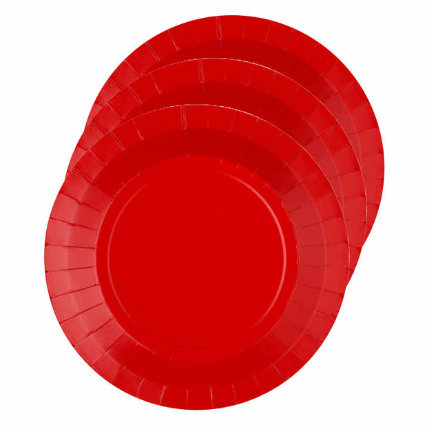 Santex feest bordjes rond rood - karton - 10x stuks - 22 cm - Feestbordjes