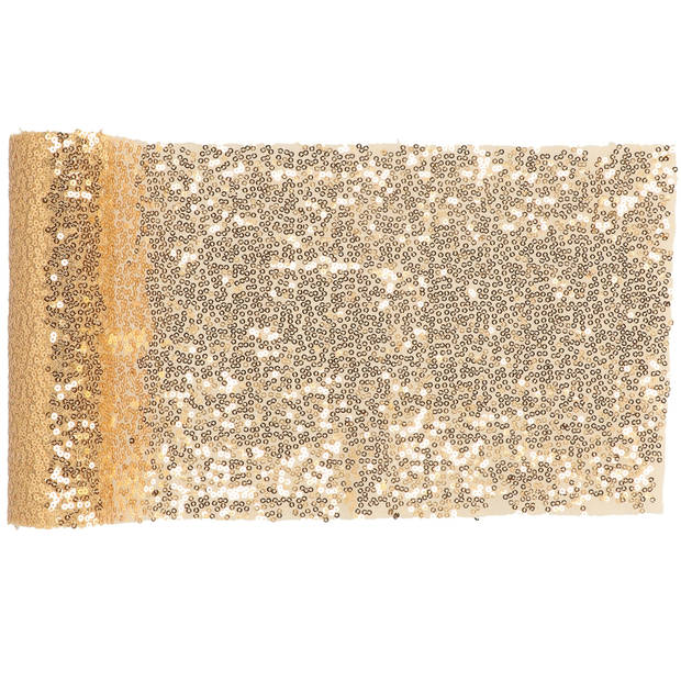 Santex Tafelloper op rol - polyester - goud pailletten - 19 x 300 cm - Feesttafelkleden