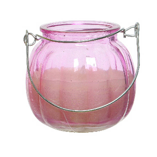 3x citronella kaarsen in glas - 15 branduren - D8 x H8 cm - roze - geurkaarsen