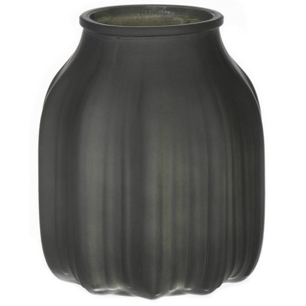 Bellatio Design Bloemenvaas klein - 2x - mat groen glas - D14 x H16 cm - Vazen