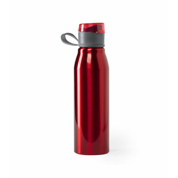 Aluminium waterfles/drinkfles - 2x - metallic rood - met schroefdop - 700 ml - Drinkflessen