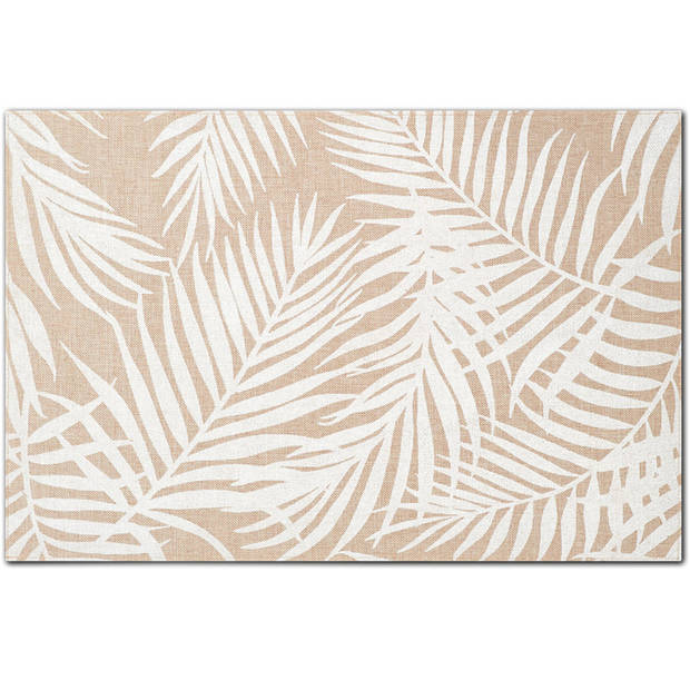 Zeller placemats palm print - 1x - 45 x 30 cm - beige/wit - linnen - Placemats