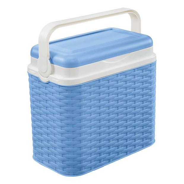 Koelbox blauw rotan 10 liter 30 x 19 x 28 cm incl. 2 koelementen - Koelboxen