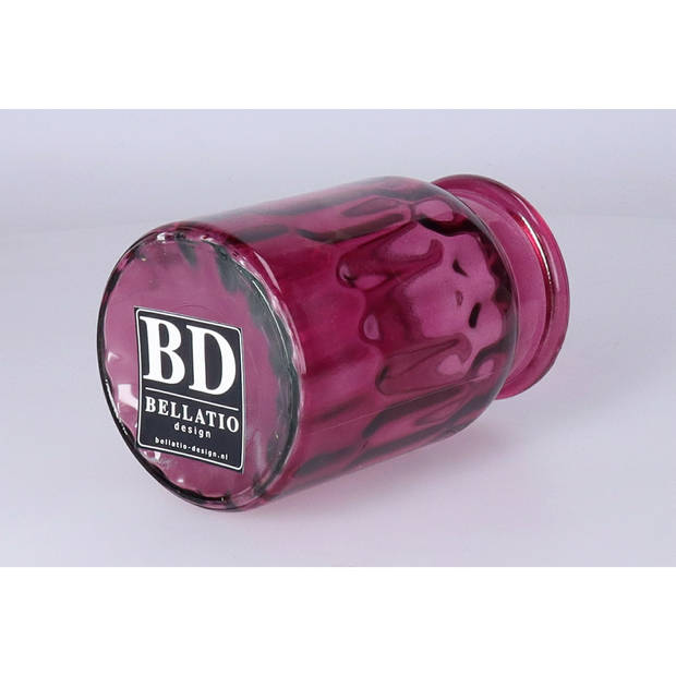 Bellatio Design Bloemenvaas klein - fuchsia roze - glas - D10 x H16 cm - Vazen