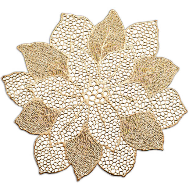 Zeller placemats lotus bloem - 8x - goud - kunststof - 49 x 47 cm - Placemats