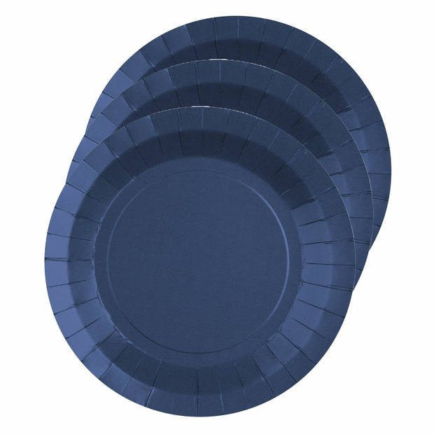 Santex Feest borden set - 20x stuks - kobalt blauw - 17 cm en 22 cm - Feestbordjes
