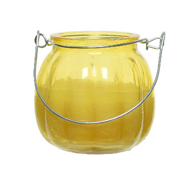 Citronella kaars - glas - geel - 15 branduren - D8 x H8 cm - geurkaarsen