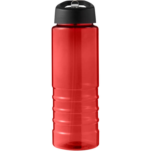 Sport bidon Hi-eco gerecycled kunststof - drinkfles/waterfles - rood/zwart - 750 ml - Drinkflessen