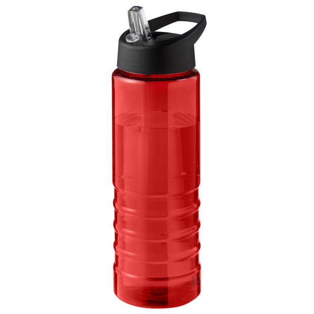 Sport bidon Hi-eco gerecycled kunststof - 2x - drinkfles/waterfles - rood/zwart - 750 ml - Drinkflessen