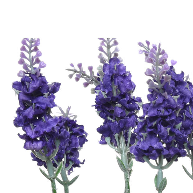 2x stuks lavendel kunstplant in pot - paars - D18 x H38 cm - Kunstplanten