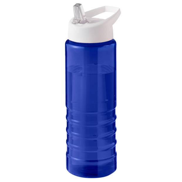 Sport bidon Hi-eco gerecycled kunststof - 2x - drinkfles/waterfles - blauw/wit - 750 ml - Drinkflessen
