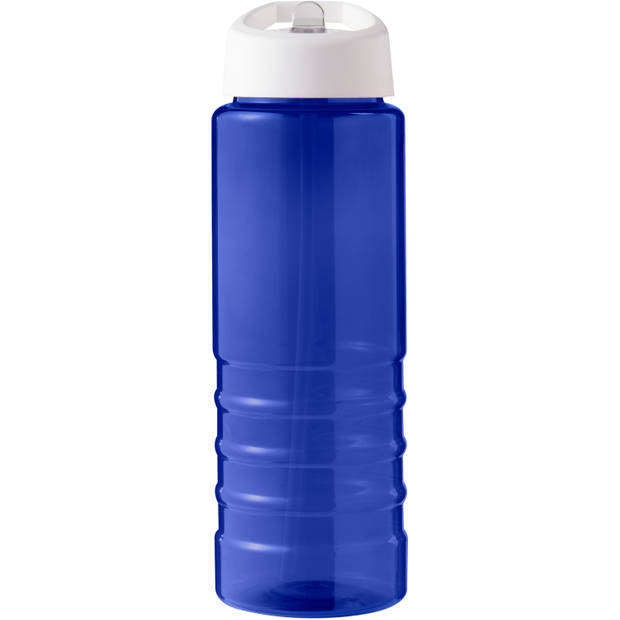 Sport bidon Hi-eco gerecycled kunststof - drinkfles/waterfles - blauw/wit - 750 ml - Drinkflessen