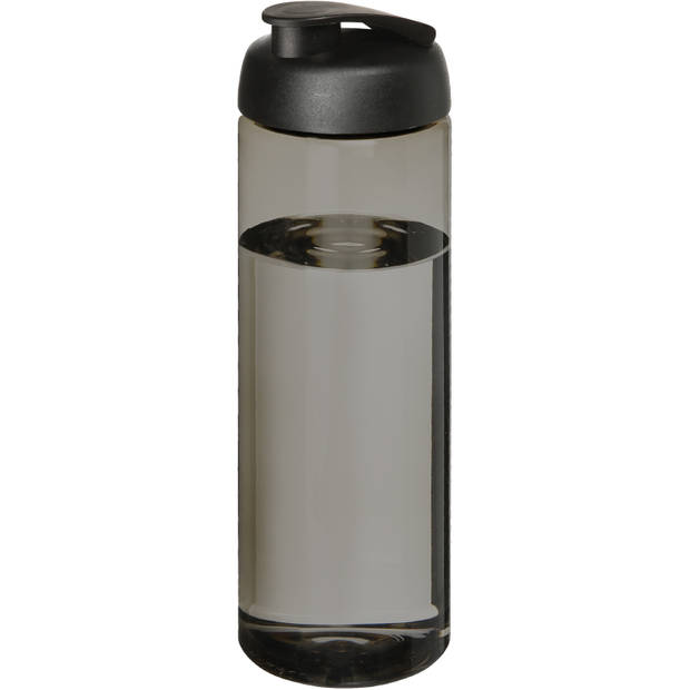 Sport bidon Hi-eco gerecycled kunststof - 2x - donkergrijs/zwart - 850 ml - Drinkflessen