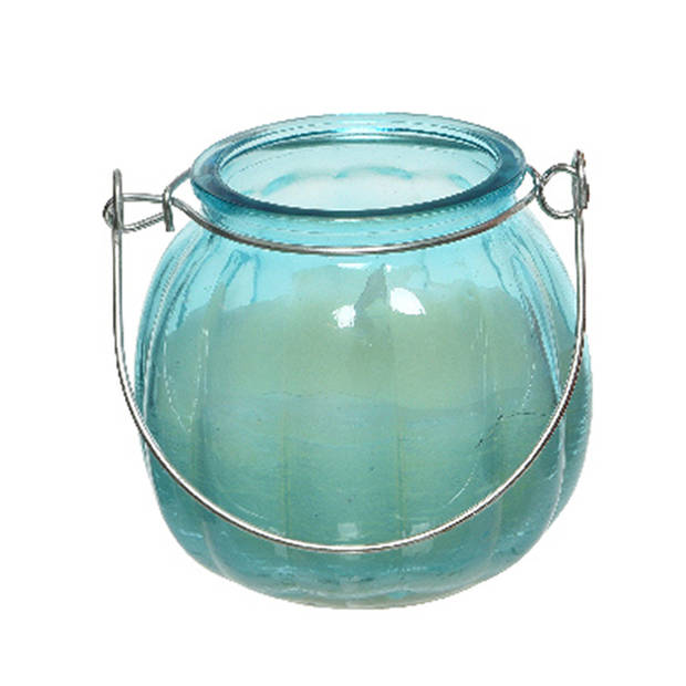 3x citronella kaarsen in glas - 15 branduren - D8 x H8 cm - blauw - geurkaarsen