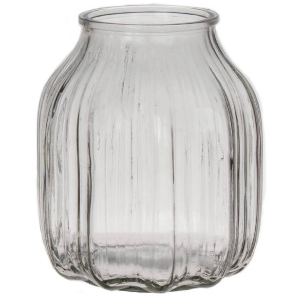 Bellatio Design Bloemenvaas klein - 2x - helder glas - D14 x H16 cm - Vazen