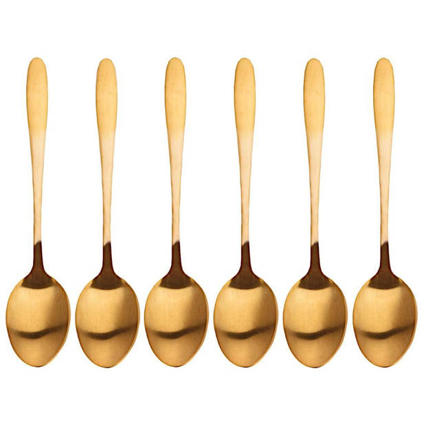 Excellent Houseware Koffie/thee lepeltjes - set 6x - goud kleur - RVS - Theelepels