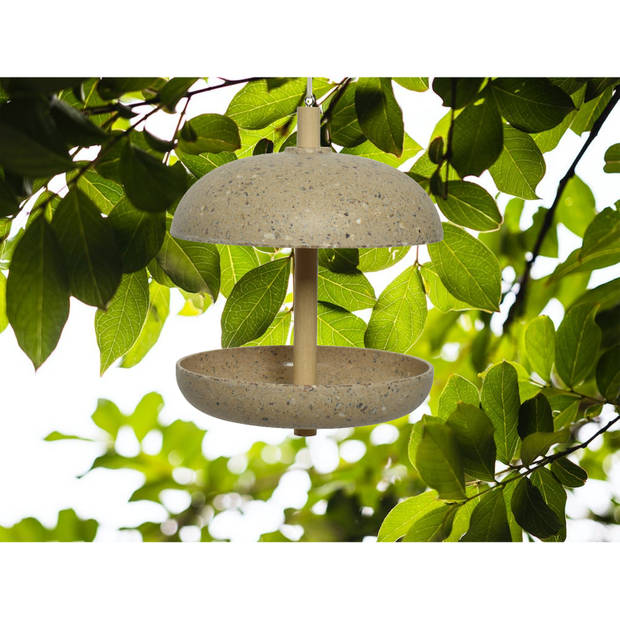 2x stuks vogel voedersilo hangend - bamboe hout - lichtbruin - 21 x 25 cm - Vogelvoederhuisjes