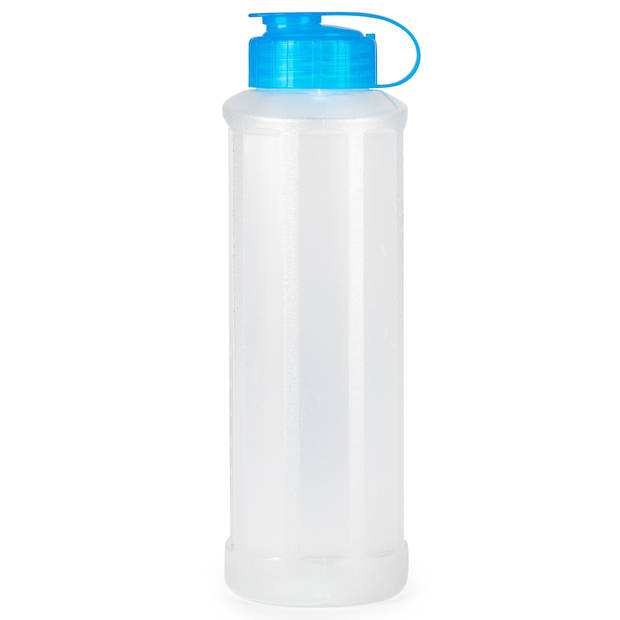 PlasticForte Waterfles/bidon - 2x - 1600 ml - transparant/blauw - kunststof - Drinkflessen