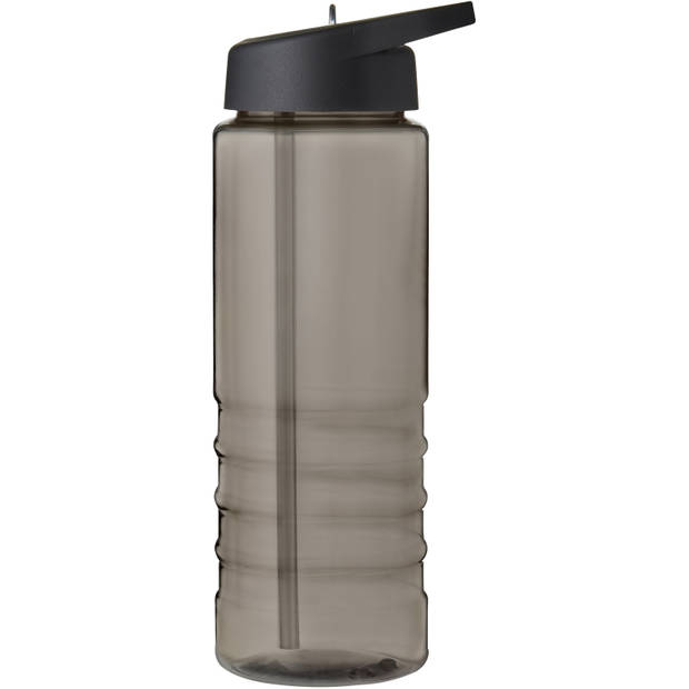 Sport bidon Hi-eco gerecycled kunststof - 2x - drinkfles/waterfles - donkergrijs/zwart - 750 ml - Drinkflessen