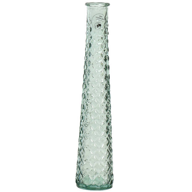 2x stuks vazen/bloemenvazen gerecycled glas - D7 x H32 cm - turquoise - Vazen