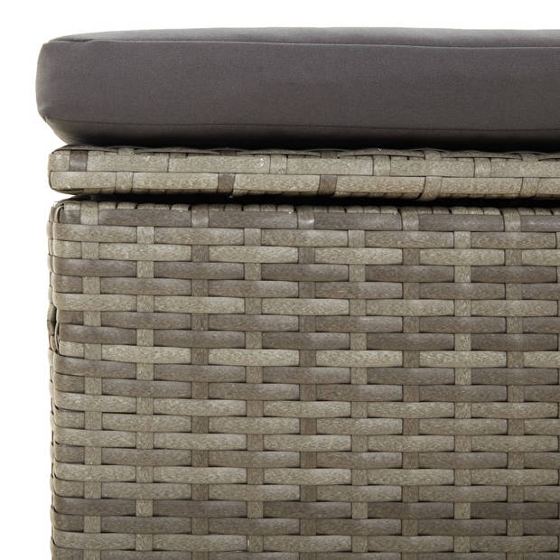 vidaXL 3-delige Loungeset met kussens poly rattan grijs