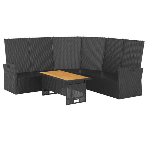 vidaXL 2-delige Loungeset met kussens poly rattan zwart