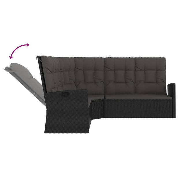 vidaXL 2-delige Loungeset met kussens poly rattan zwart