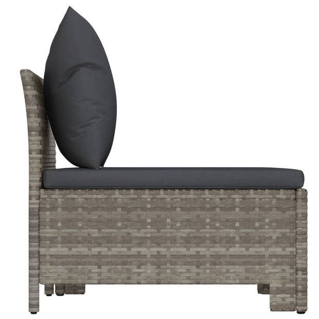 vidaXL 2-delige Loungeset met kussens poly rattan grijs