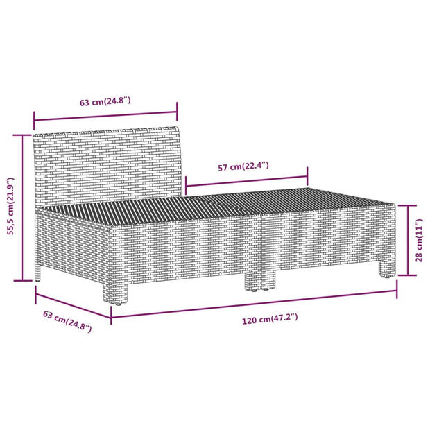 vidaXL 2-delige Loungeset met kussens poly rattan grijs