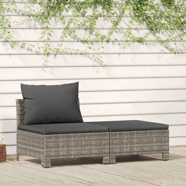 vidaXL 2-delige Loungeset met kussens poly rattan grijs