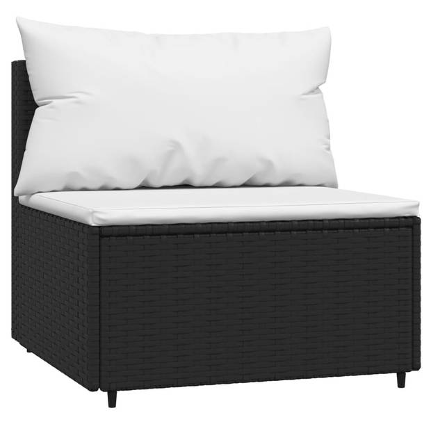 vidaXL 4-delige Loungeset met kussens poly rattan zwart