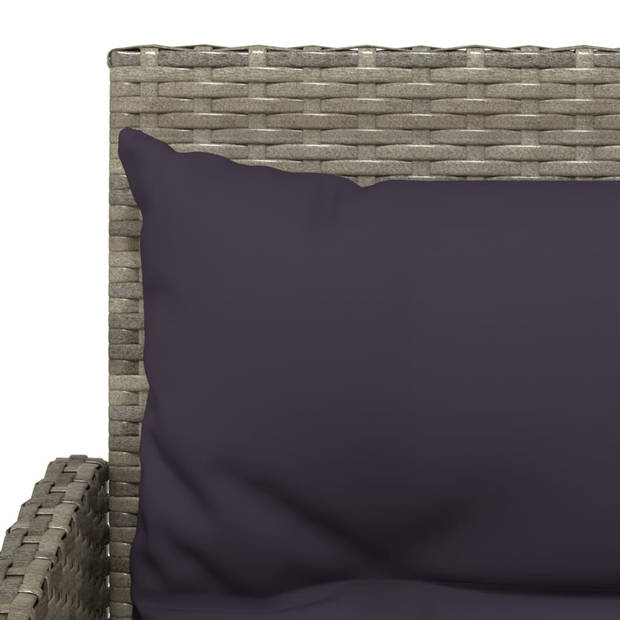 vidaXL 2-delige Loungeset met kussens L-vormig poly rattan grijs