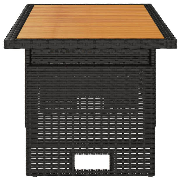 vidaXL Tuintafel 100x50x43/63 cm acaciahout en poly rattan zwart