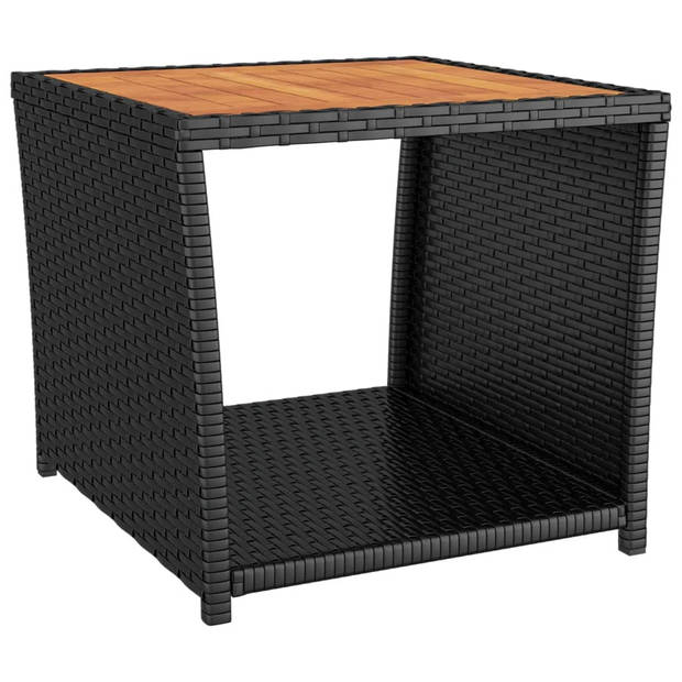 vidaXL 2-delige Loungeset poly rattan en massief acaciahout zwart