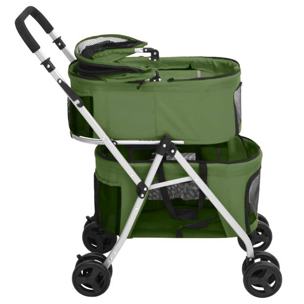 vidaXL Hondenwagen 2-laags inklapbaar 83x48x97 cm oxford stof groen