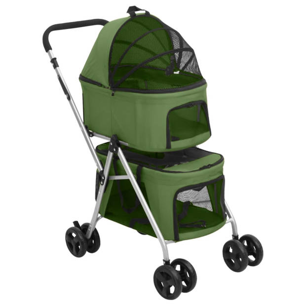 vidaXL Hondenwagen 2-laags inklapbaar 83x48x97 cm oxford stof groen